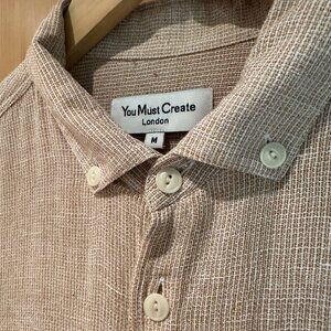 YMC (You Must Create) Beige Textured Button-Down Shirt